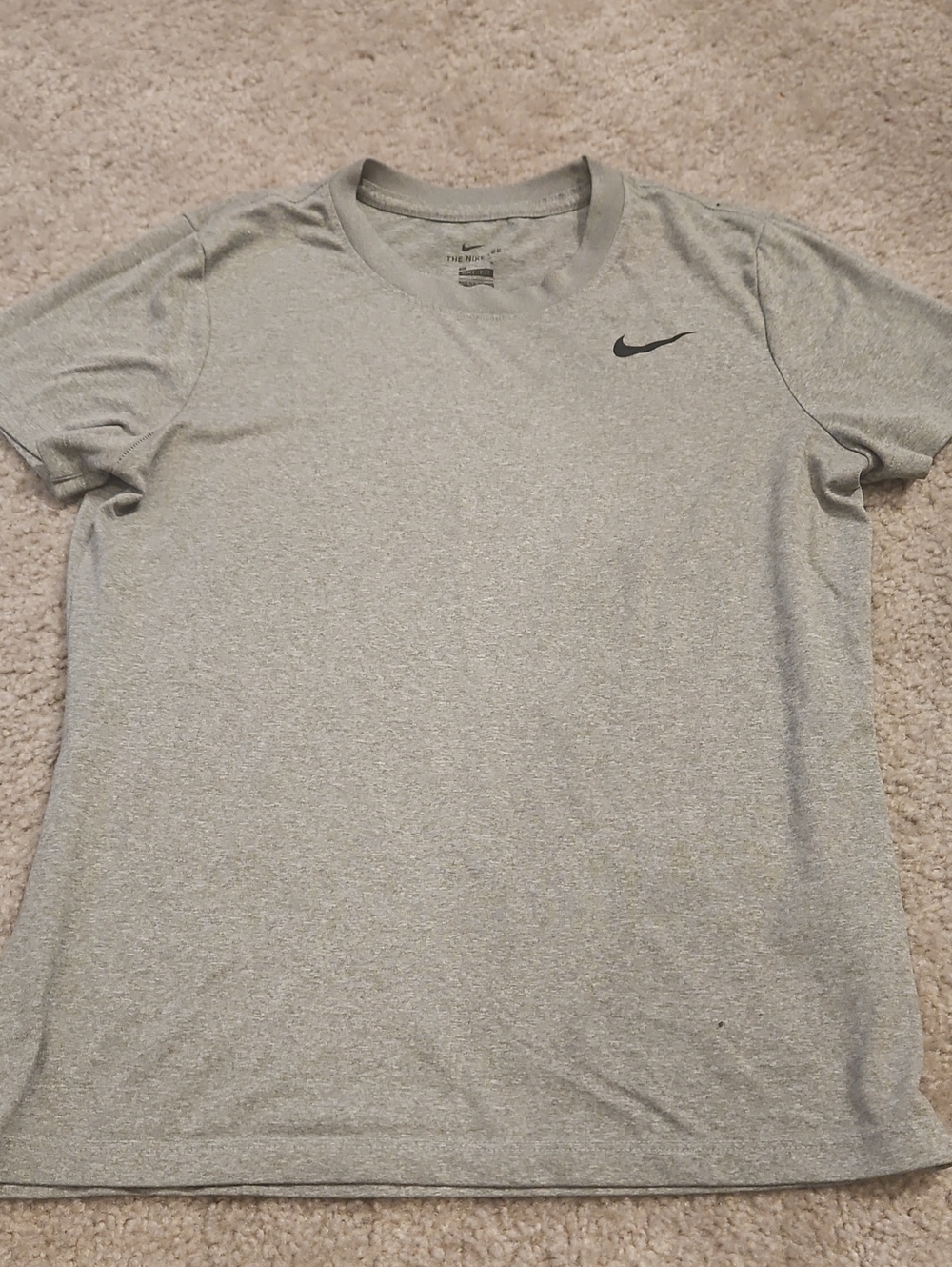 Nike Men’s Short Sleeve Dri-FIT Crew Tee - Light Gray with Black Swoosh